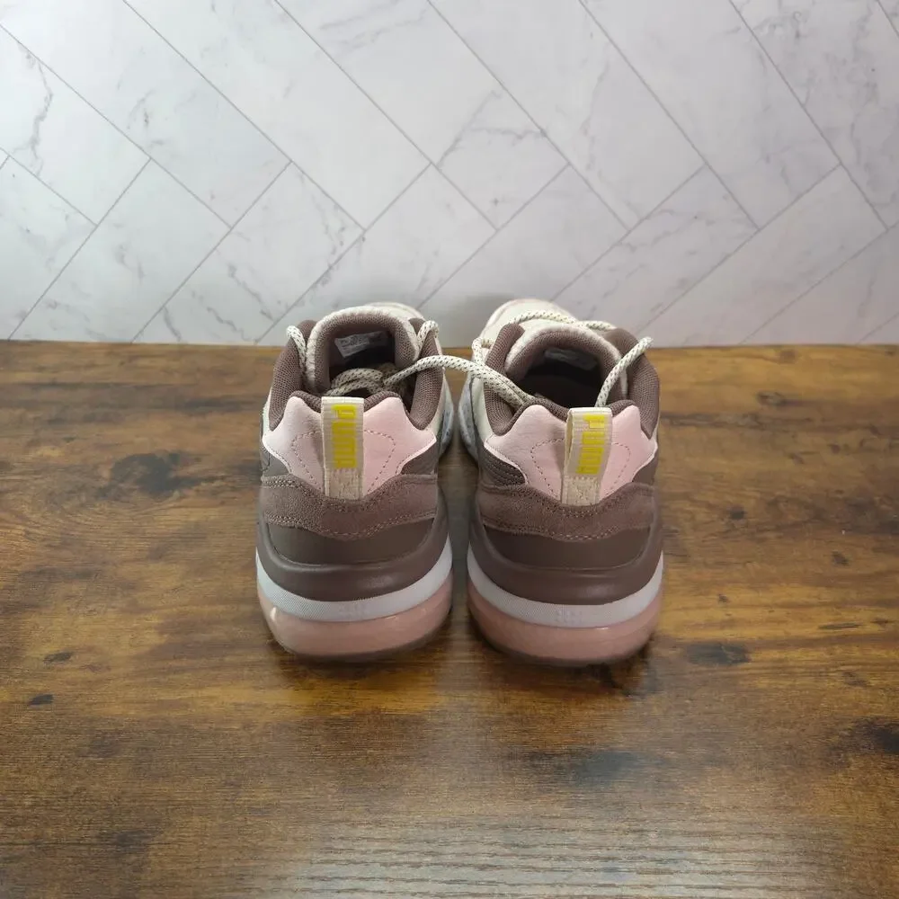 Puma Womens 10 Pink Beige Brown Suede Mesh Chunky Sneakers 396443-01
